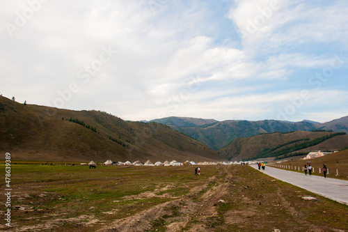 Mountain  forest and grassland scenery  built in Xinjiang  China