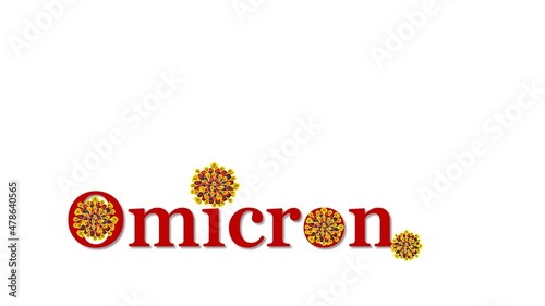 Tableau sur toile Red letter decorated with 3D viruses for Omicrone, the predominant variant for COVID-19 virus at present