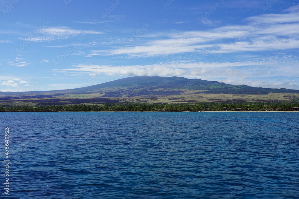The view of Big Island Hawaii from a boat