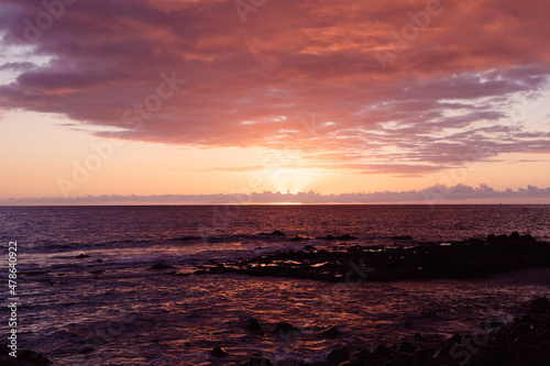 The majestic sunset at Big Island, Hawaii