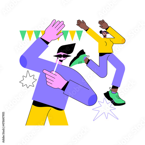 Corporate party abstract concept vector illustration. Colleagues get together, office party plan, team building activity, corporate event idea, entertainment service, catering abstract metaphor.