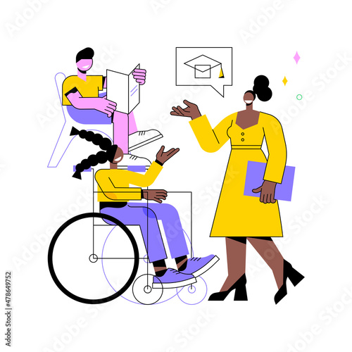 Special education preschool abstract concept vector illustration. Daycare for children with disabilities, special needs, preschool education program, inclusive childcare service abstract metaphor.