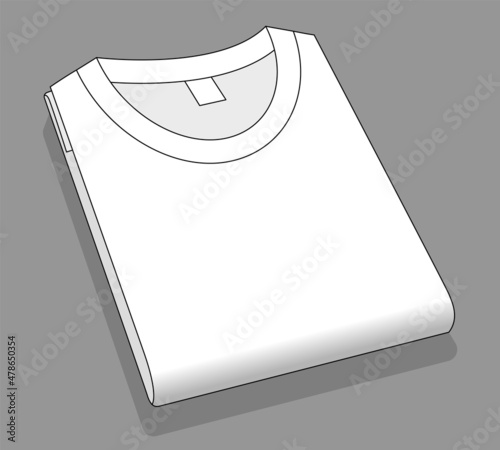 White T-Shirt Folded on Gray Background, Vector File