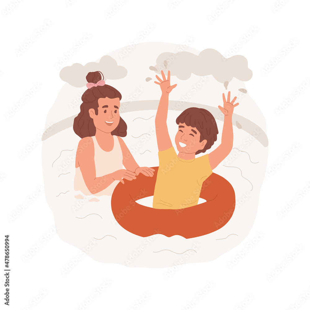 Swim ring isolated cartoon vector illustration. Family leisure time, backyard fun, children in a swimming pool, colorful swim ring, enjoying the summer outdoor, weekend activity cartoon vector. Swim ring isolated cartoon vector illustration. Family leisure time, backyard fun, children in a swimming pool, colorful swim ring, enjoying the summer outdoor, weekend activity cartoon vector.