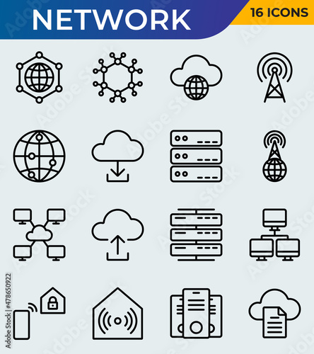 Network technology wireless vector line icons