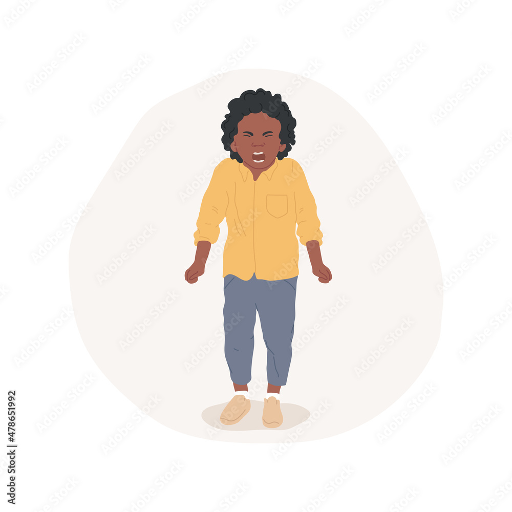 Anger isolated cartoon vector illustration. Little boy feeling angry ...