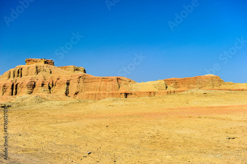 Karamay world ghost city, wind erosion landform. In Junggar basin, Karamay, Xinjiang, China