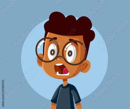 Shocked Panicked Little Boy Vector Cartoon Illustration