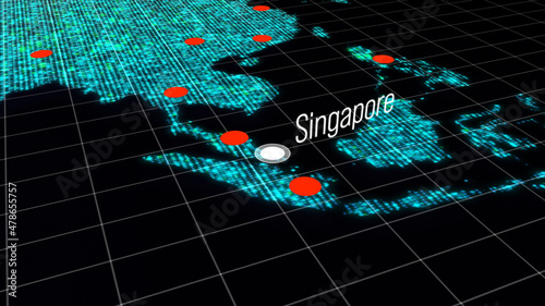 Global connectivity from Singapore to other major cities around the world. World map element of this clip furnished by NASA : https://visibleearth.nasa.gov/collection/1484/blue-marble photo