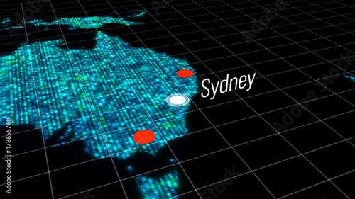 Canvas Print Global connectivity from Sydney, Australia to other major cities around the world