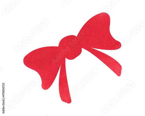 Watercolor illustration in the shape of a red bow. Suitable for decorative work, packaging design, postcards, typography, icons