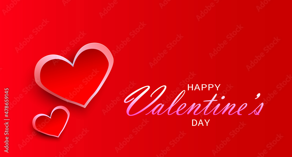 Paper heart on red background, paper elements in shape of heart flying on red background. Vector symbols of love for Happy Women's, Valentine's Day. Color of love.