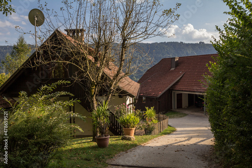 Typical Residential unit, a single family house, in Austria, in a suburban area of a soutern Austrian region, in Carinthia, perfect for real estate investment. .. photo