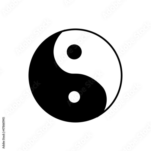 Yin yang icon. Harmony sign. Religion symbol. Circle element. Contrast design. Vector illustration. Stock image. 