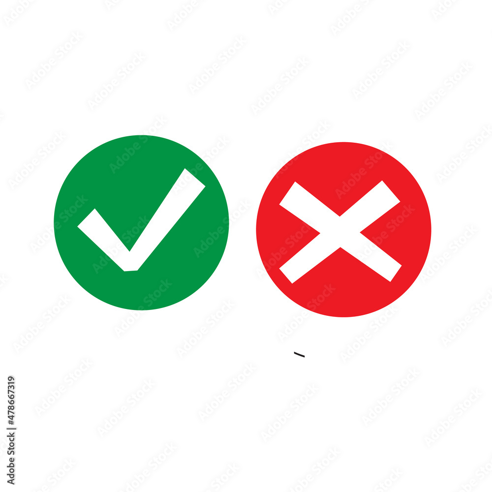 ok and no logo icon vector, tick and cross ok and no logo icon vector, tick and cross