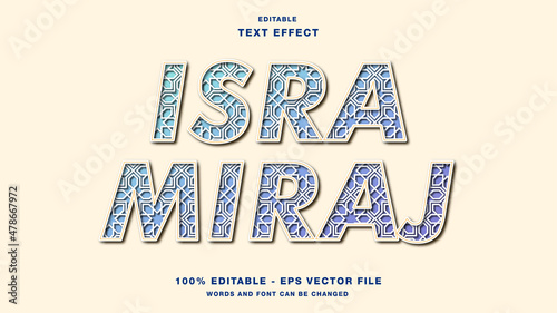 Isra Miraj Islamic arabic style editable text effect