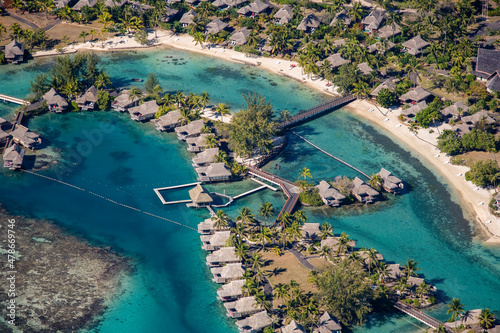 Seaside Resort on Moorea Island French Polynesia © Overflightstock