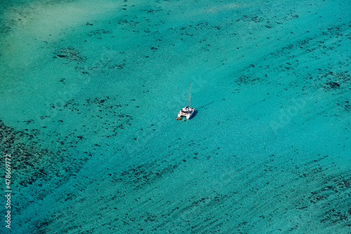 Boasts Anchored off Moorea Island French Polynesia © Overflightstock
