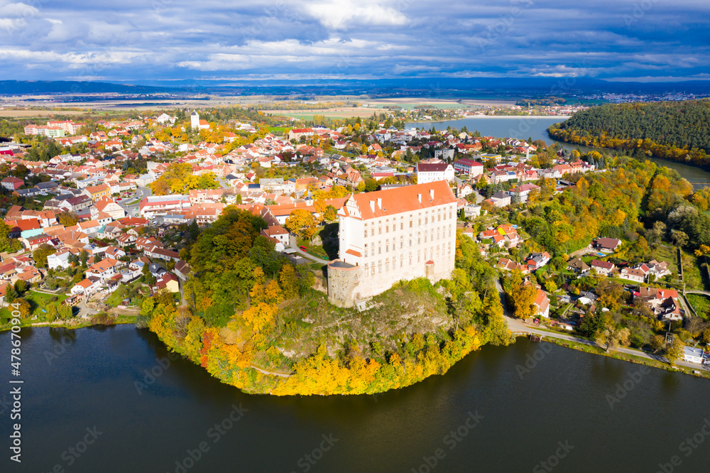 Scenic view of the medieval castle of Plumlov. City of Plumlov. Czech Republic