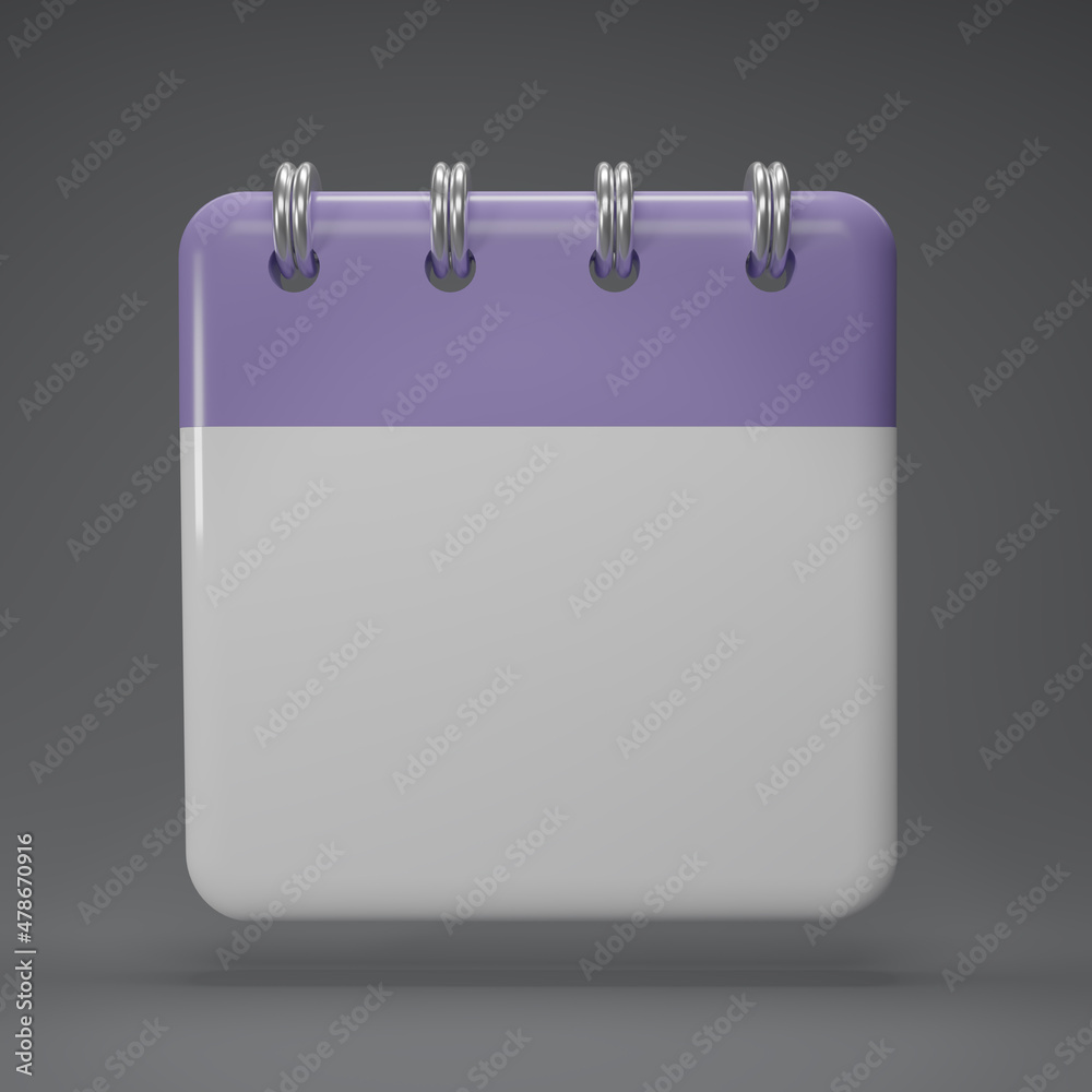Purple paper calendar icons. 3D render minimal note icons isolate on gray background. Realistic blank date calendar icon. 3D rendering illustration. Purple paper calendar icons. 3D render minimal note icons isolate on gray background. Realistic blank date calendar icon. 3D rendering illustration.