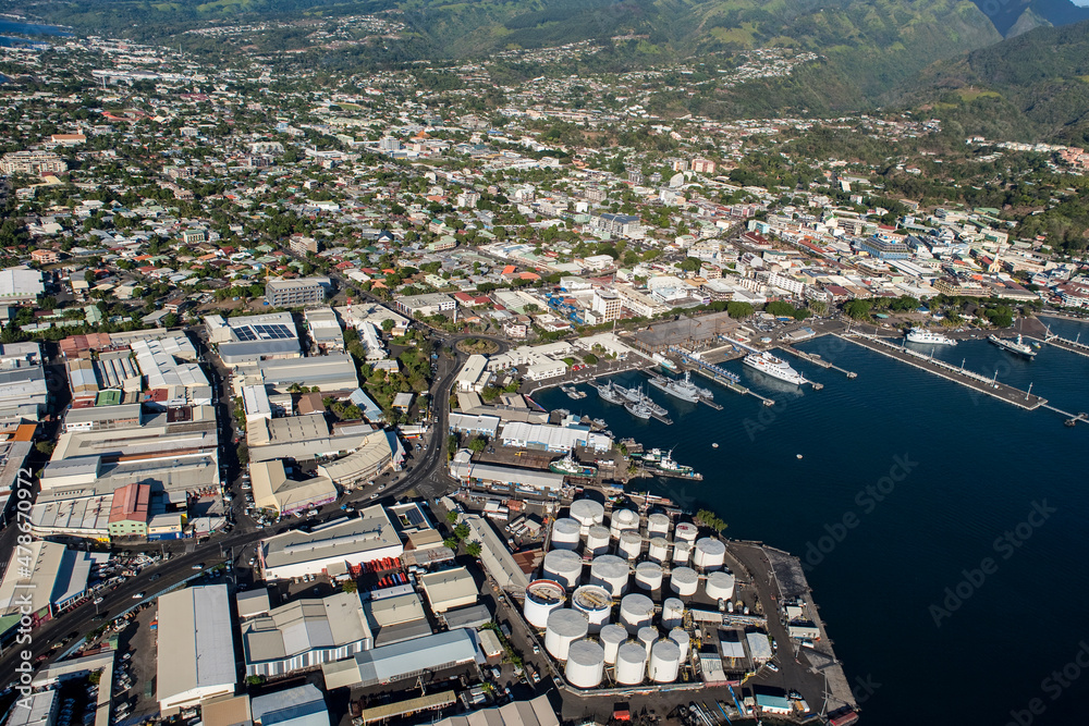Shipping Port and Industry Capital City Papeete on Tahiti French Polynesia