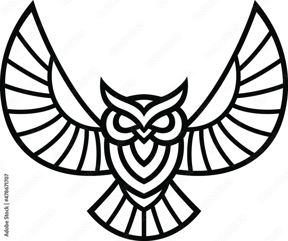 Fototapeta premium Abstract Design of Owl Spreading Its Wings