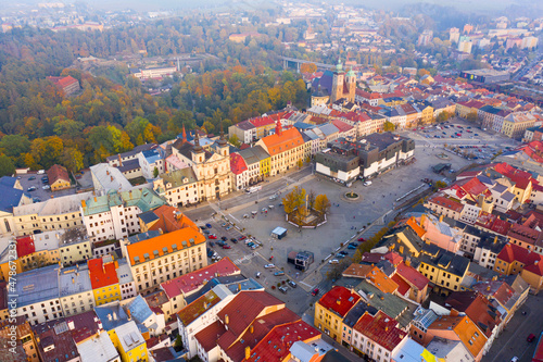 Panoramic view from above on the city Jihlava. Czech Republic