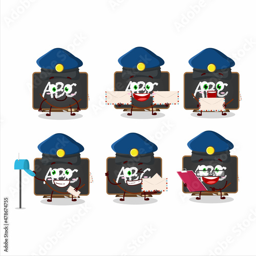 A picture of cheerful chalkboard postman cartoon design concept