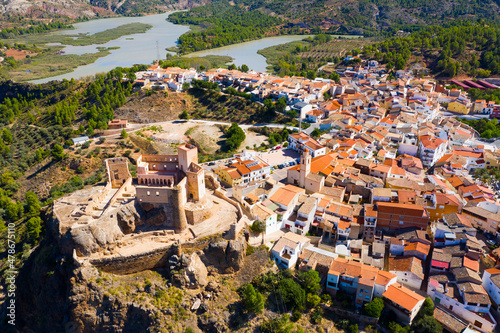 Aerial view of the picturesque city Cofrentes. Spain photo