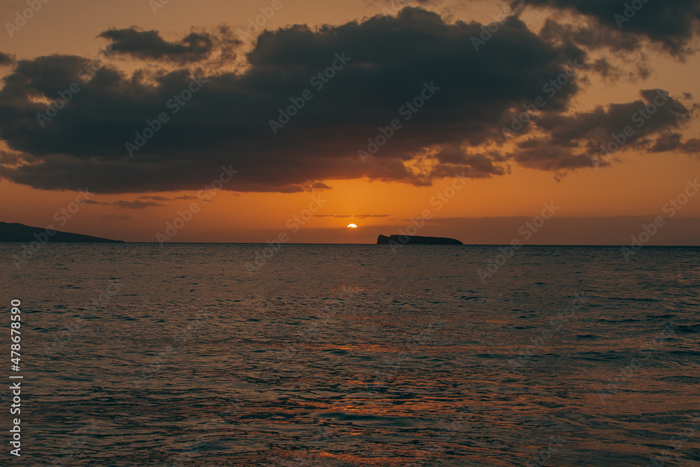 Panoramic landscape, beach view from West side, Hawai, Maui, 2022