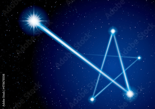 光の軌跡が描く五芒星