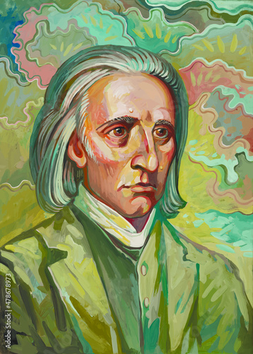 Portrait of Franz Liszt. Vector image of the composer.