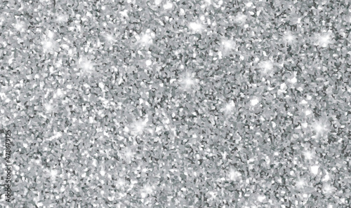 Silver glitter texture vector seamless sequins pattern background. Silver glitter background sparkling diamond for Christmas and New Year, birthday and wedding party invitations, website. Vector EPS10