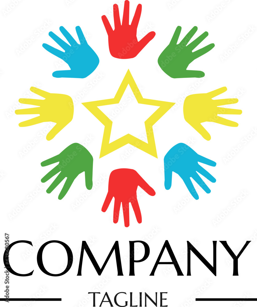 Fototapeta premium Colorful hands company logo