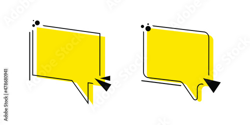 Empty sign speech bubble in memphis style. Modern yellow sign vector illustration isolated on white background. EPS 10
