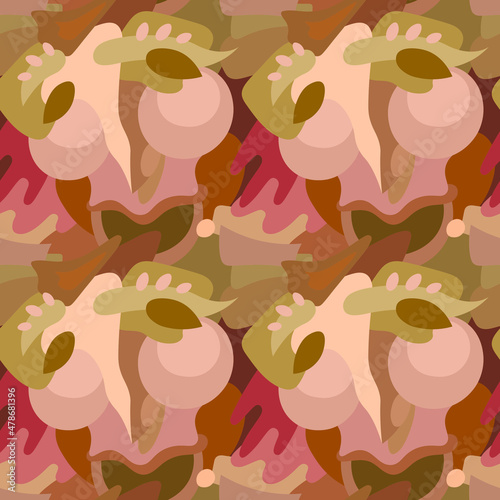 An ornament with a human face. Vector seamless pattern. Design print for textile, fabric, wallpaper, background.