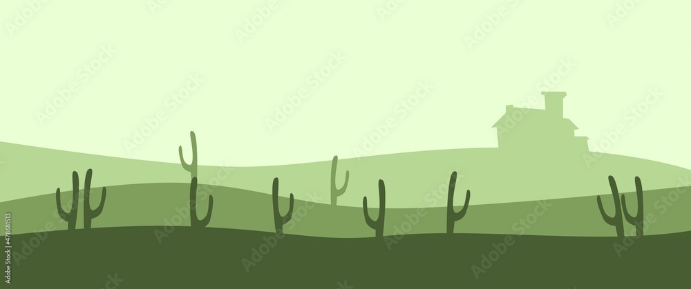 Flat cactus on desert vector illustration perfect for background, web background, desktop background, wallpaper, illustration, minimalist drawing book cover. Flat cactus on desert vector illustration perfect for background, web background, desktop background, wallpaper, illustration, minimalist drawing book cover.