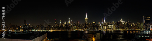 View of the New York City skyline at night from Brooklyn Heights