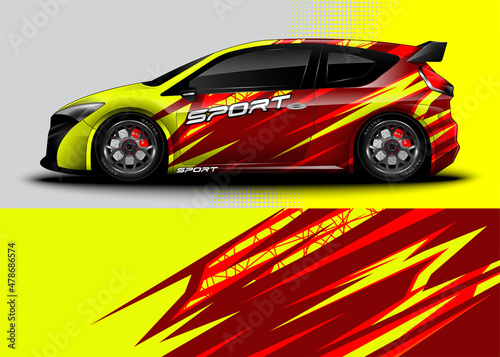 Sport car graphic livery design vector. World racing rally car  Graphic abstract stripe racing background designs for wrap cargo van  race car  pickup truck  adventure vehicle