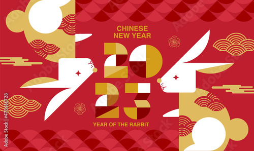 Happy new year, Chinese New Year 2023 , Year of the Rabbit , Chinese Traditional..