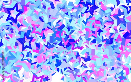 Light Pink  Blue vector layout with bright stars.