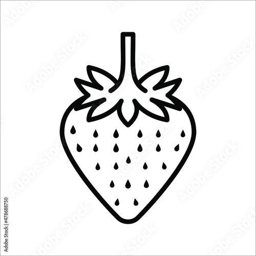 Garden strawberry fruit vector icon for food apps and websites on white background
