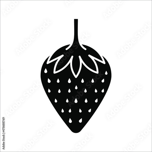 Garden strawberry fruit vector icon for food apps and websites on white background