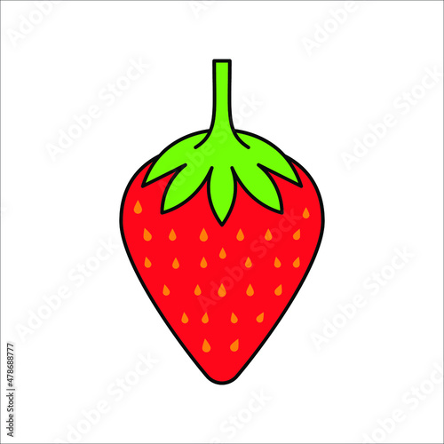 Garden strawberry fruit vector icon for food apps and websites on white background