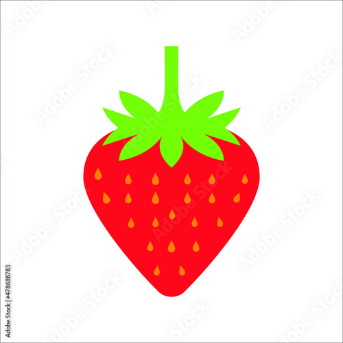 Garden strawberry fruit vector icon for food apps and websites on white background