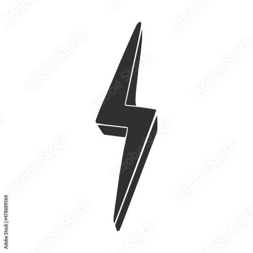 Hand drawn electric lightening element. Comic doodle sketch style. Thunderbolt for flash, energy concept icon. Vector illustration.