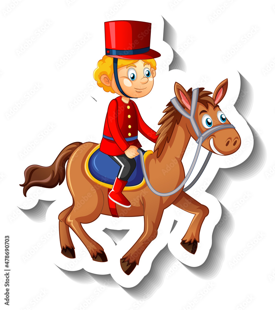 Soldier riding a horse cartoon character sticker Soldier riding a horse cartoon character sticker