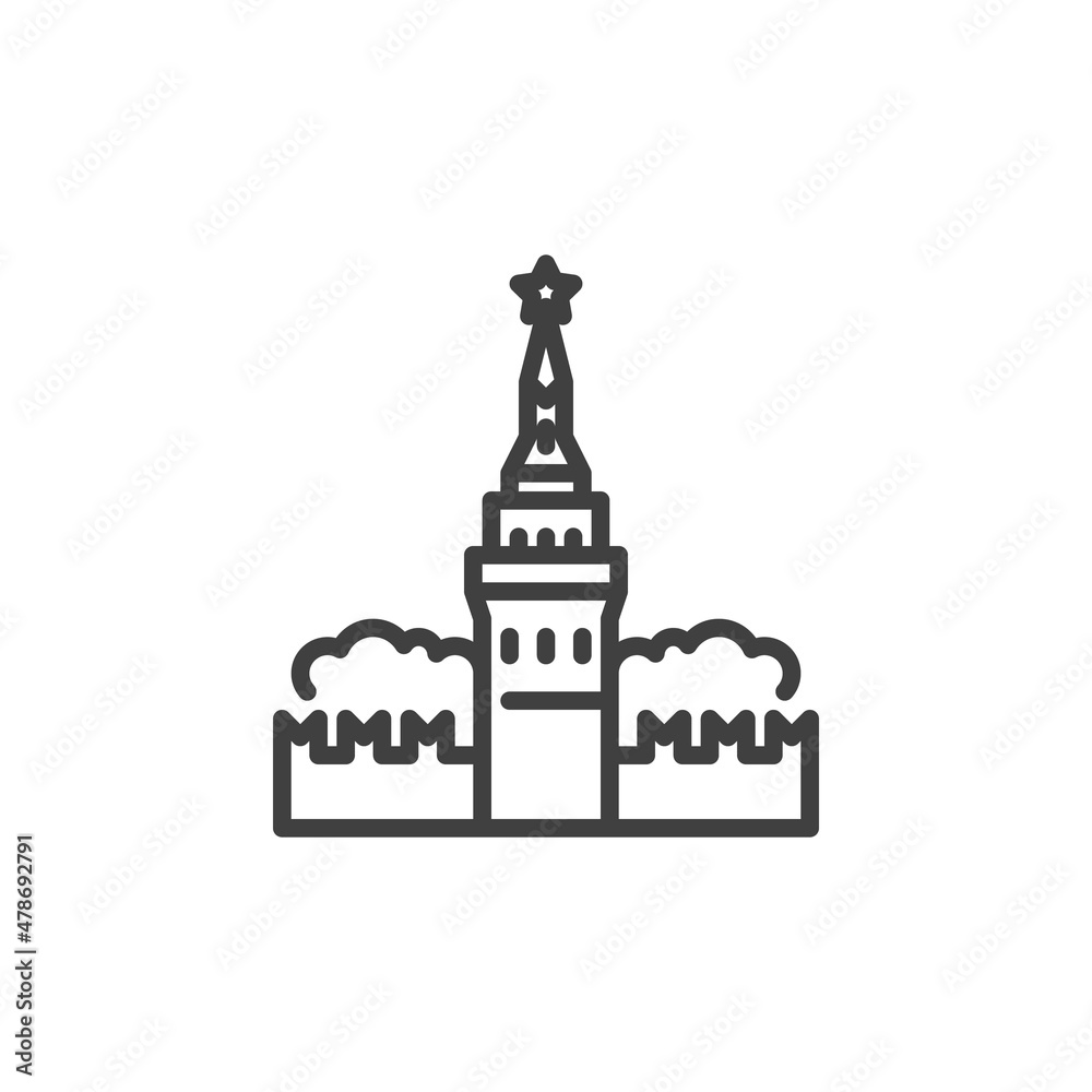 Kremlin building line icon