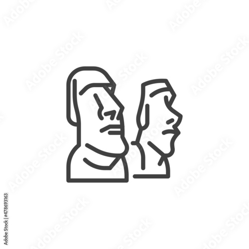 Moai monument line icon