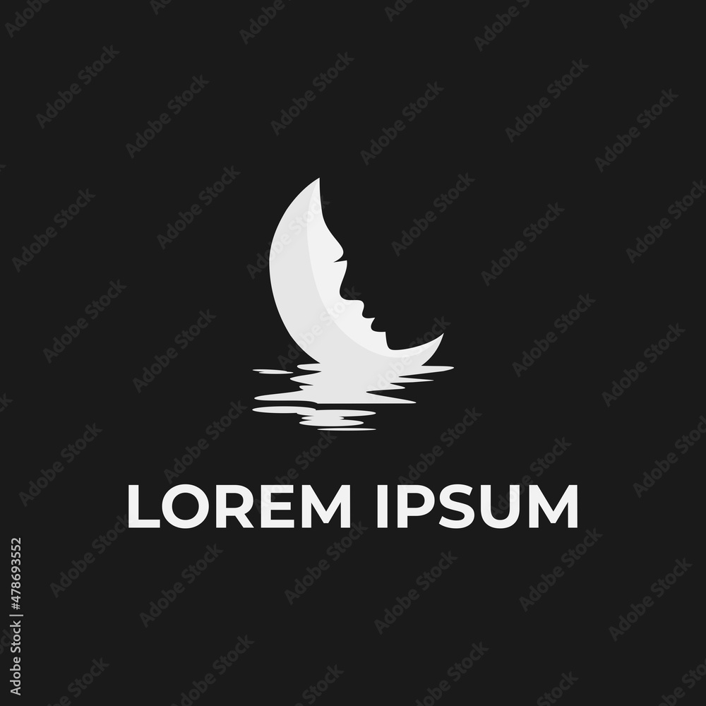 dream logo.moon with face logo vector design template illustration. dream logo.moon with face logo vector design template illustration.
